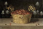 LEDESMA, Blas de Basket of Cherries and Flowers Sweden oil painting artist